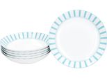 Split Turchese A Righe Set Di 6 Piatti Fondi 450Ml Piatto In Porcellana Pasta Profonda A Righe