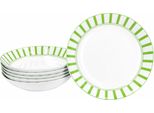 Split Verde A Righe Set Di 6 Piatti Fondi 450Ml Piatto In Porcellana Pasta Profonda A Righe