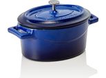 Lava Cocotte Blu 12,5 X 10 X 6 Cm, Serie Cocottes Ovali In Ghisa Smaltata