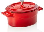 Lava Cocotte Rossa 12,5 X 10 X 6 Cm, Serie Cocottes Ovali In Ghisa Smaltata