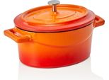 Lava Cocotte Arancione 12,5 X 10 X 6 Cm, Serie Cocottes Ovali In Ghisa Smaltata
