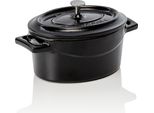 Lava Cocotte Nera 12,5 X 10 X 6 Cm, Serie Cocotte Ovali In Ghisa Smaltata