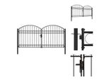 Vidaxl Cancello Per Recinzione A Doppia Anta Ad Arco In Acciaio 300 X 125 Cm Nero - Cancelli Per Giardino
