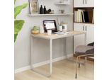 vidaXL Computertisch Weiß und Eiche Optik 110x60x73 cm Holzwerkstoff - Computer Tisch - Computer Tische - Computer Schreibtisch - Computer Schreibtische