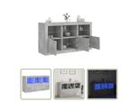 The Living Store Credenza Con Luci Led Grigio Cemento 123X37X67 Cm