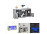 The Living Store Credenza Con Luci Led Grigio Cemento 142,5X37X67 Cm