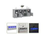 The Living Store Credenza Con Luci Led Grigio Cemento 163X37X67 Cm