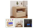 The Living Store Comodino Con Luci Led Rovere Sonoma 50X40X45 Cm