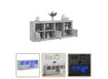 The Living Store Credenza Con Luci Led Grigio Cemento 164X37X67 Cm