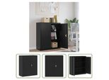 The Living Store Schedario Nero 90X40X105 Cm In Acciaio