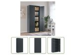 The Living Store Schedario Antracite 90X40X200 Cm In Acciaio