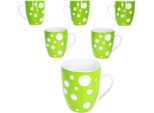 Set Di 6 Tazze Da Caffè Pula Verde 300Ml Tazza In Porcellana 6 Pers. Punti Tè Cacao