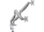 Inline - Kit Di Montaggio (Da Tavolo) - Doppio Braccio Regolabile - Per 2 Display Lcd - Con Sollevatore, USB3.0, Max. 9 Kg - Alluminio - Argento - Dimensioni Schermo: 43,2-81,3 Cm (17"-32"") (23171S)"