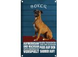 Vianmo Insegna Di Latta 18X12 Cm Boxer Hund Aufmerksam Wachsam