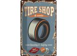 Vianmo Insegna Di Latta 18X12 Cm Tire Shop Service Open 24