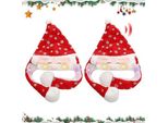 Set Di Cappelli Da Babbo Natale A Led Con Orecchie Mobili 2 Pezzi.