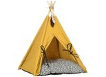 Katzenhöhle, Katzenzelt, Tierbett im Tipi-Design, Katzenhaus, Gelb