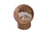 Rattan Katzenkorb Katzenhöhle Katzenbett mit Kissen Hellbraun