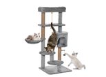 Katzen Kratzbaum 120 cm Katzenbaum mit Korb, Katzenhöhle, Spielball