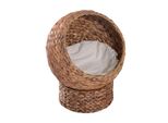 Rattan Katzenkorb Katzenhöhle Katzenbett mit Kissen Hellbraun