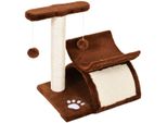 Katzenbaum Spielbaum Katzenkratzbaum Kratzbaum Katzen mit Ball Braun L40 x B30 x H43 cm