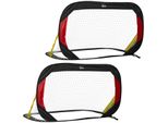 Fußballtore 2er Set Fußballnetz Minitore Faltbar für den Garten oder Park für Kinder und Erwachsene Stahl Polyester Schwarz 120 x 80 x 80 cm