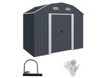 Gerätehaus aus Stahl, 2,7 m² Geräteschuppen mit UV-Schutz, Dunkelgrau