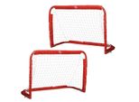 Fußballtore Fußballnetz 2er Set Minitore Faltbar Stahl(Q195) Tetrolon Rot 90 x 36 x 60 cm