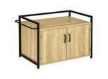 Katzenschrank für Katzentoilette Katzenklo Beistelltisch Katzenhaus Katzenkommode Schrank Spanplatte Naturholz 82,3 x 51 x 54 cm