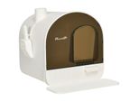 Katzentoilette Katzenklo mit Haube und Deckel Katzenstreu Matte Weiß