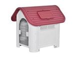 Hundehütte Outdoor Hundehaus mit Dachluke für kleine Hunde Metall PP