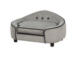 Haustiersofa, Hundebett, Hundematte, Hundesofa, Naturholz+Plüsch, Grau, 66,5 x 45 x 35,5 cm