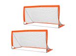 HOMCOM Fußballtore Fußballnetz 2er Set Minitore Faltbar Oxfordstoff Orange