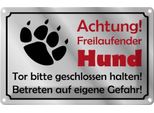 Vianmo Insegna Di Latta 12X18 Cm Achtung Freilaufender Hund Gefahr