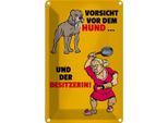 Vianmo Insegna Di Latta 30X20 Cm Vorsicht Vor Hund & Der Besitzerin