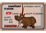 Vianmo Insegna Di Latta 12X18 Cm Tiere Kann Nicht Fliegen Bin Einhorn