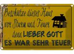 Vianmo Insegna Di Latta 20X30 Cm BeschüTze Haus Vor Sturm Feuer