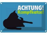 Vianmo Insegna Di Latta 20X30 Cm Achtung Kampfkatze Katze Blau