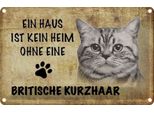 Vianmo Insegna Di Latta 12X18 Cm Britische Kurzhaar Katze