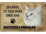Vianmo Insegna Di Latta 20X30 Cm Britische Langhaar Katze