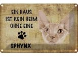 Vianmo Insegna Di Latta 12X18 Cm Sphynx Katze Ohne Kein Heim