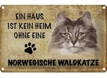 Vianmo Insegna Di Latta 20X30 Cm Norvegische Waldkatze Katze