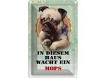Vianmo Insegna Di Latta 30X20 Cm Hund In Diesem Haus Wacht Ein Mops