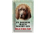 Vianmo Insegna Di Latta 18X12 Cm Hund In Diesem Haus Wacht Bluthund