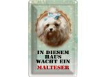 Vianmo Insegna Di Latta 18X12 Cm Hund In Diesem Haus Wacht Malteser