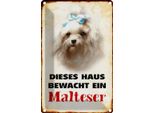 Vianmo Insegna Di Latta 30X20 Cm Hund Dieses Haus Bewacht Ein Malteser