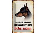 Vianmo Insegna Di Latta 30X20 Cm Hund Dieses Haus Bewacht Ein Dobermann