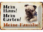 Vianmo Insegna Di Latta 12X18 Cm Hund Mops Mein Haus Garten Familie