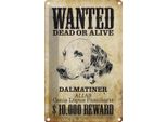 Vianmo Insegna Di Latta 18X12 Cm Hund Wanted Dead Dalmatiner