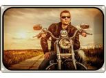 Vianmo Insegna Di Latta 20X30 Cm Motorrad Mann Man Sonnenuntergang